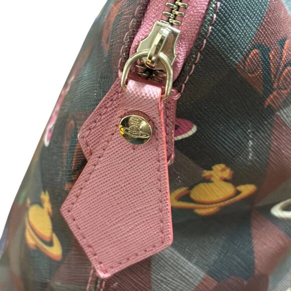 VIVIENNE WESTWOOD Hand Tote Bag PVC Brown pink Multicolor Orb from Japan - Picture 7 of 14